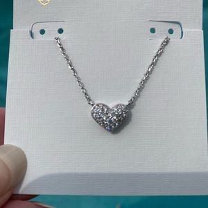 Kendra Scott necklace, 19” chain, white crystal, Rhodium over brass. Adjustable